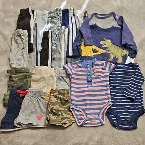0-3 Month Baby Boy Clothing Bundle with Dinosaur and Striped Designs
